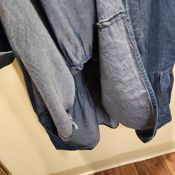 New York and Company Denim Chambray Button Front Roll up Sleeves Shirt D… - Picture 11 of 14